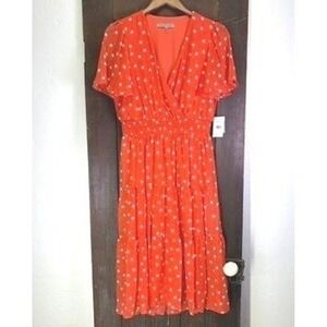 Danny and Nicole NWT Polka Dot Midi Dress Women's Size 10 Tiered Classic Chic